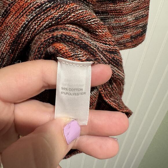 J Jill Pure Jill Campari Orange Navy Marled Space Dye Sweater Size Large - Picture 6 of 7